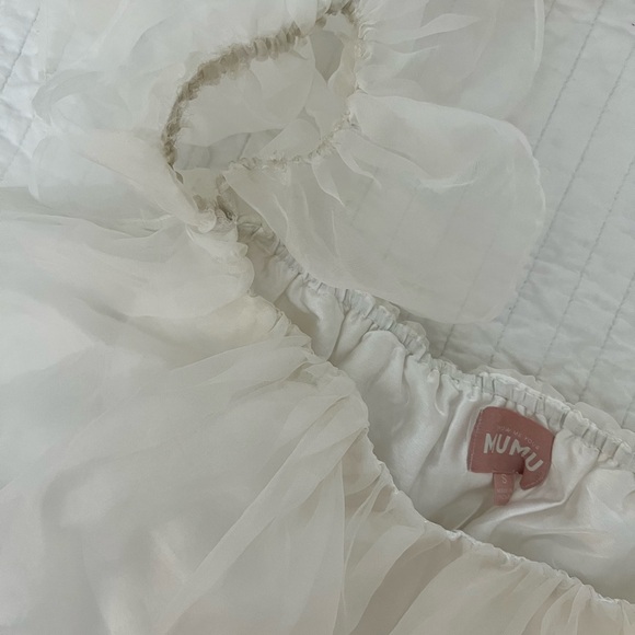 White Ruffle Crop Top - Picture 3 of 4